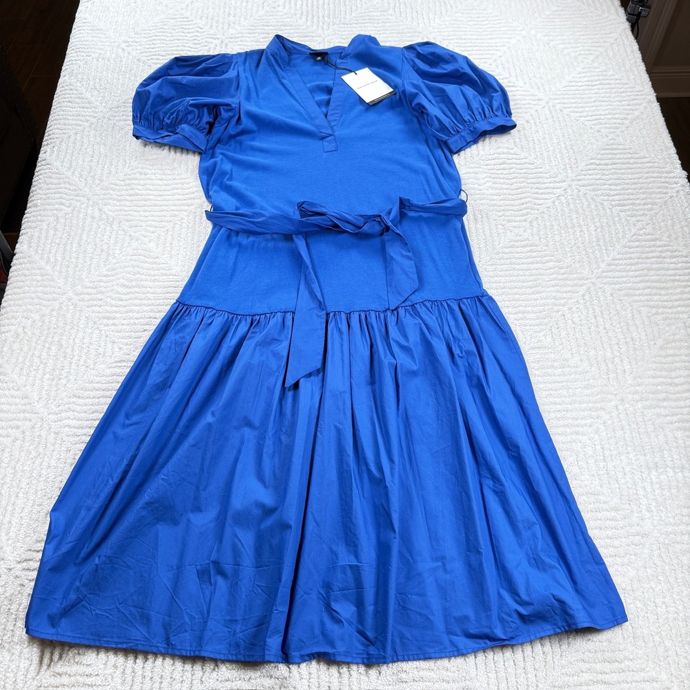 Who What Wear Royal Blue Puff Sleeve Midi Dress